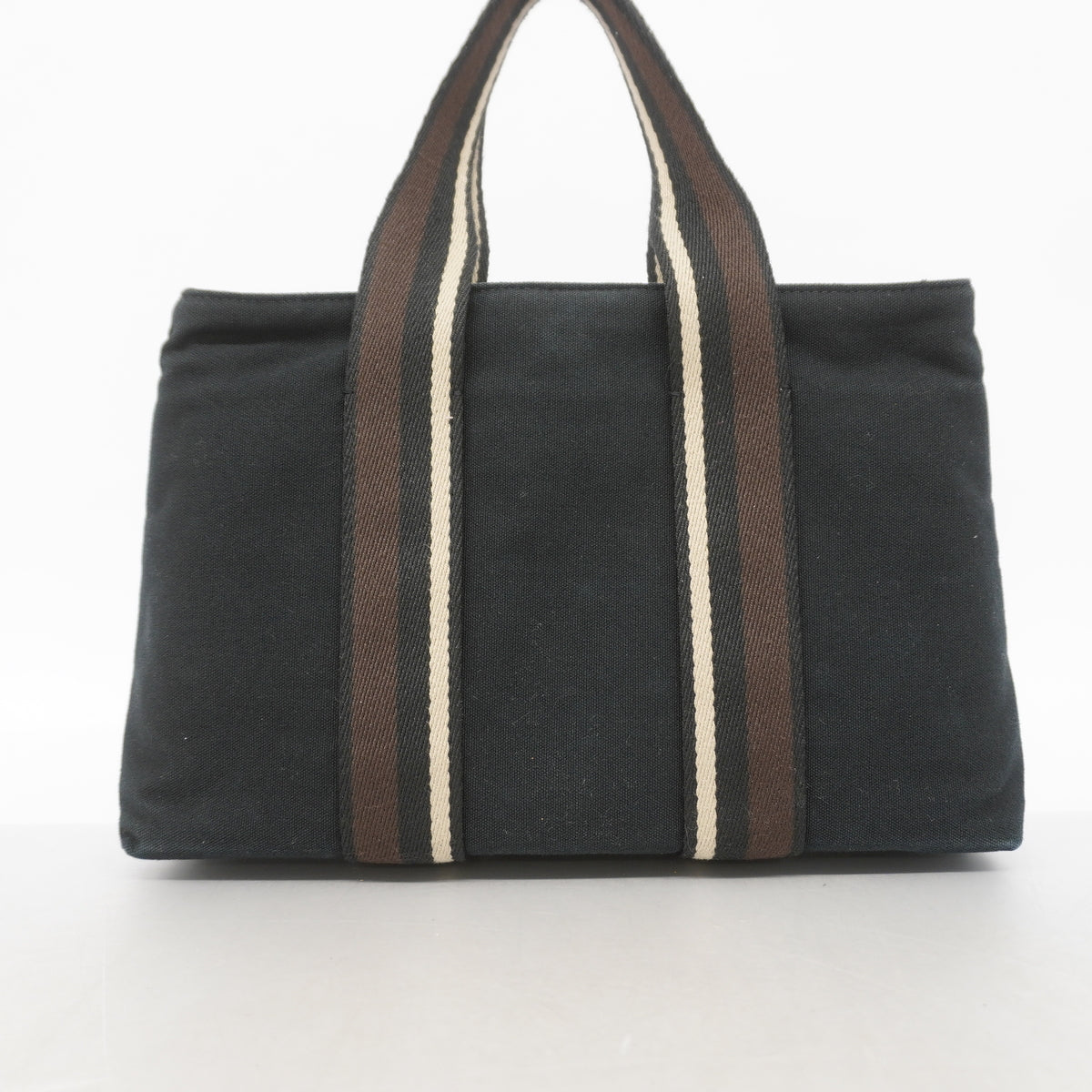 【6ia0595】エルメス ハンドバッグ トロカホリゾンタルPM キャンバス ブラック シルバー金具【中古】レディース