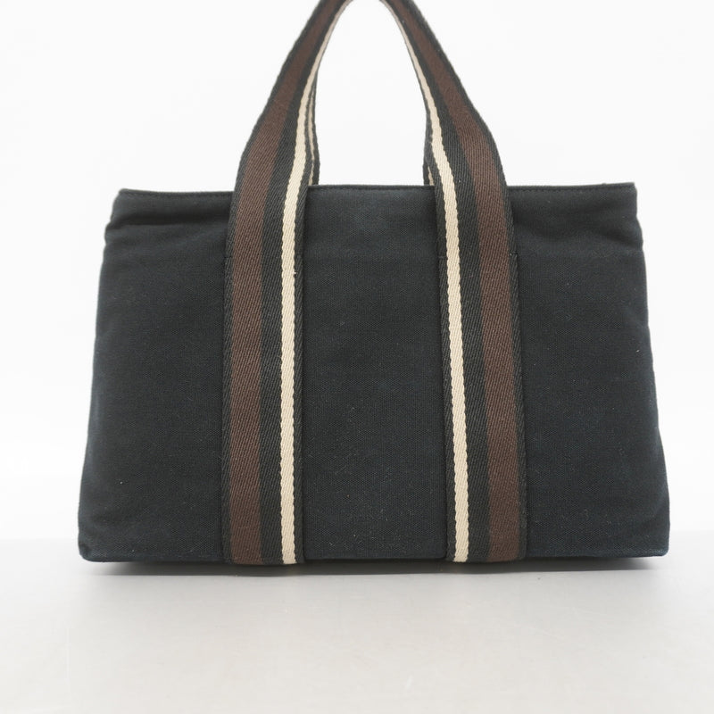 【6ia0595】エルメス ハンドバッグ トロカホリゾンタルPM キャンバス ブラック シルバー金具【中古】レディース