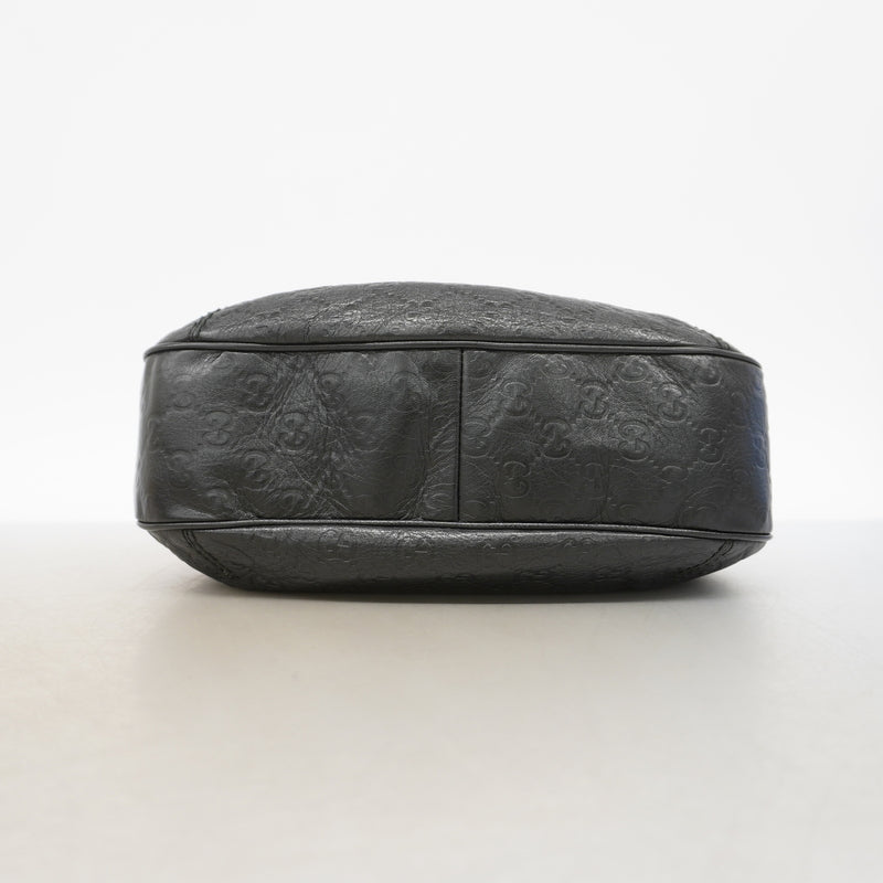 【6ia0596】グッチ ショルダーバッグ グッチシマ 233608 レザー ブラック シャンパンゴールド金具【中古】レディース