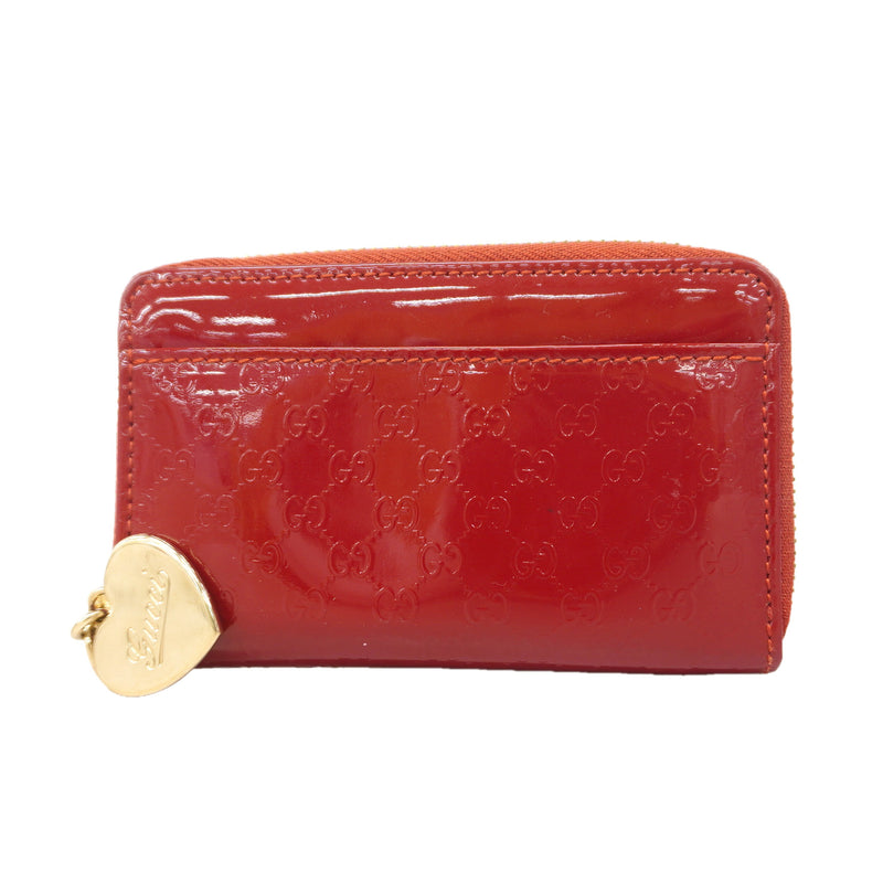 【6ia0602】グッチ コインケース マイクログッチシマ 268750 エナメル レッド シャンパンゴールド金具【中古】レディース