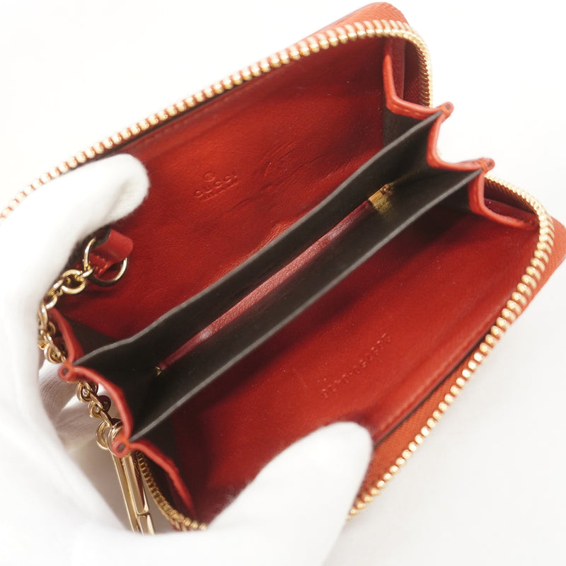 【6ia0602】グッチ コインケース マイクログッチシマ 268750 エナメル レッド シャンパンゴールド金具【中古】レディース