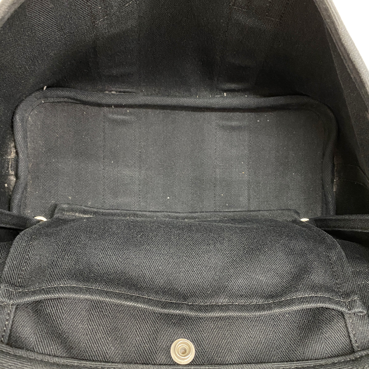 【6ia0603-k】エルメス トートバッグ ヴァルパライソPM トワルシェブロン ブラック シルバー金具【中古】レディース
