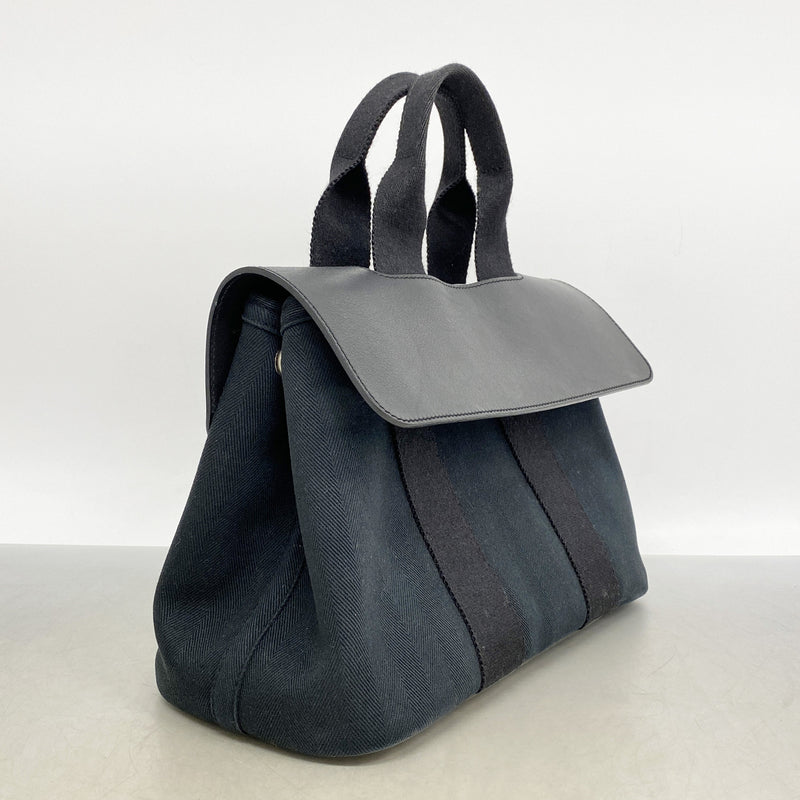 【6ia0603-k】エルメス トートバッグ ヴァルパライソPM トワルシェブロン ブラック シルバー金具【中古】レディース