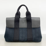 【6ia0603-k】エルメス トートバッグ ヴァルパライソPM トワルシェブロン ブラック シルバー金具【中古】レディース