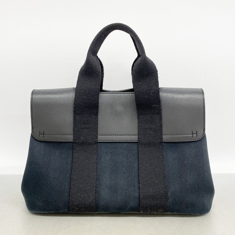 【6ia0603-k】エルメス トートバッグ ヴァルパライソPM トワルシェブロン ブラック シルバー金具【中古】レディース