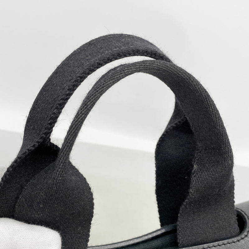 【6ia0603-k】エルメス トートバッグ ヴァルパライソPM トワルシェブロン ブラック シルバー金具【中古】レディース