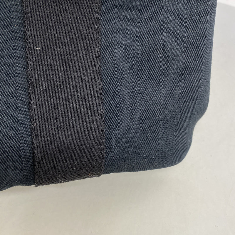 【6ia0603-k】エルメス トートバッグ ヴァルパライソPM トワルシェブロン ブラック シルバー金具【中古】レディース