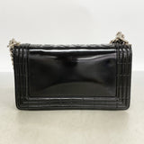 【6ia0607-k】シャネル ショルダーバッグ ボーイシャネル チェーンショルダー レザー ブラック シルバー金具【中古】レディース