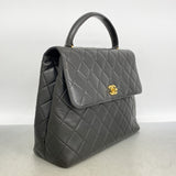 【6ia0608-k】シャネル ハンドバッグ マトラッセ ラムスキン ブラック ゴールド金具【中古】レディース
