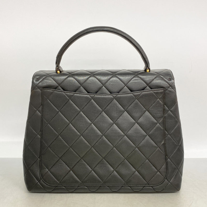 【6ia0608-k】シャネル ハンドバッグ マトラッセ ラムスキン ブラック ゴールド金具【中古】レディース