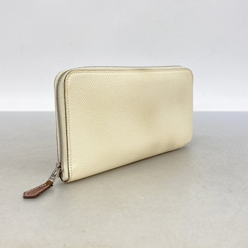 【6ia0614】エルメス 長財布 アザップロングシルクイン ヴォーエプソン ナタ シルバー金具 Y刻印【中古】レディース