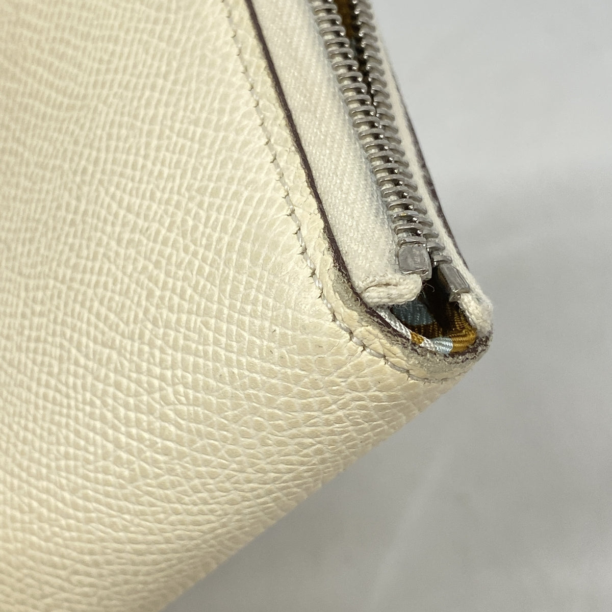 【6ia0614】エルメス 長財布 アザップロングシルクイン ヴォーエプソン ナタ シルバー金具 Y刻印【中古】レディース
