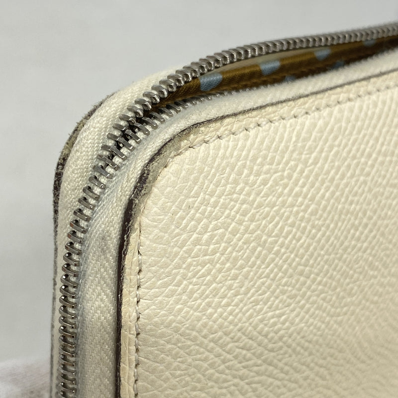 【6ia0614】エルメス 長財布 アザップロングシルクイン ヴォーエプソン ナタ シルバー金具 Y刻印【中古】レディース