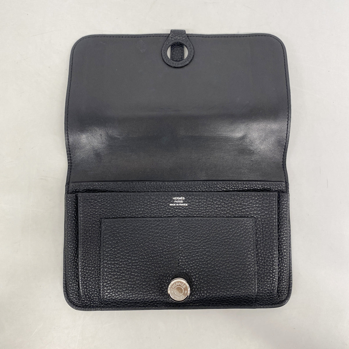【6ia0615】エルメス 長財布 ドゴンGM トゴ ブラック ゴールド金具 □J刻印【中古】メンズ レディース ユニセックス