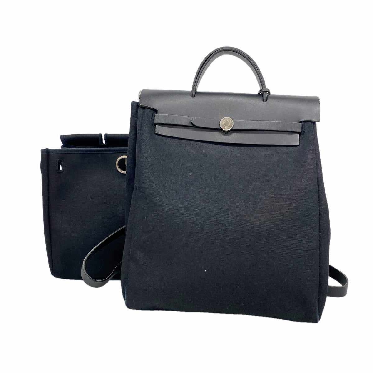【6ia0617】エルメス リュック・デイパック エールバッグアドMM トワルオフィシエ ブラック シルバー金具 □H刻印【中古】レディース
