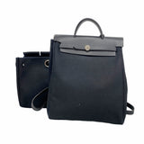 【6ia0617】エルメス リュック・デイパック エールバッグアドMM トワルオフィシエ ブラック シルバー金具 □H刻印【中古】レディース