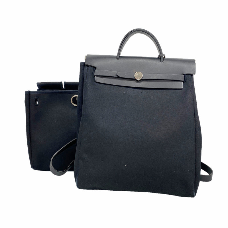 【6ia0617】エルメス リュック・デイパック エールバッグアドMM トワルオフィシエ ブラック シルバー金具 □H刻印【中古】レディース