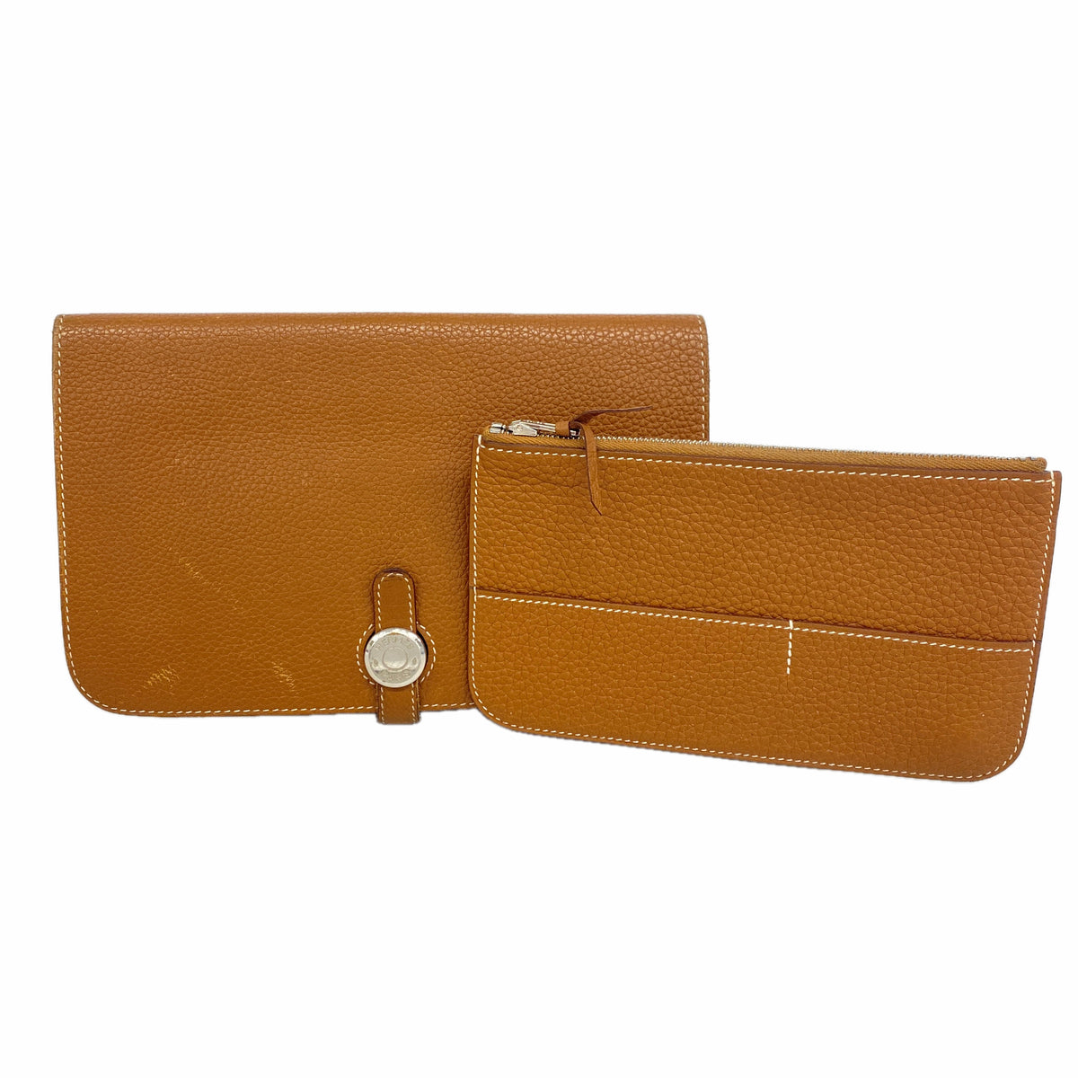【6ia0643】エルメス 長財布 ドゴンGM トゴ ゴールド シルバー金具 D刻印【中古】メンズ レディース ユニセックス