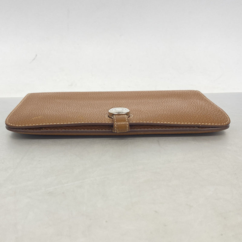 【6ia0643】エルメス 長財布 ドゴンGM トゴ ゴールド シルバー金具 D刻印【中古】メンズ レディース ユニセックス