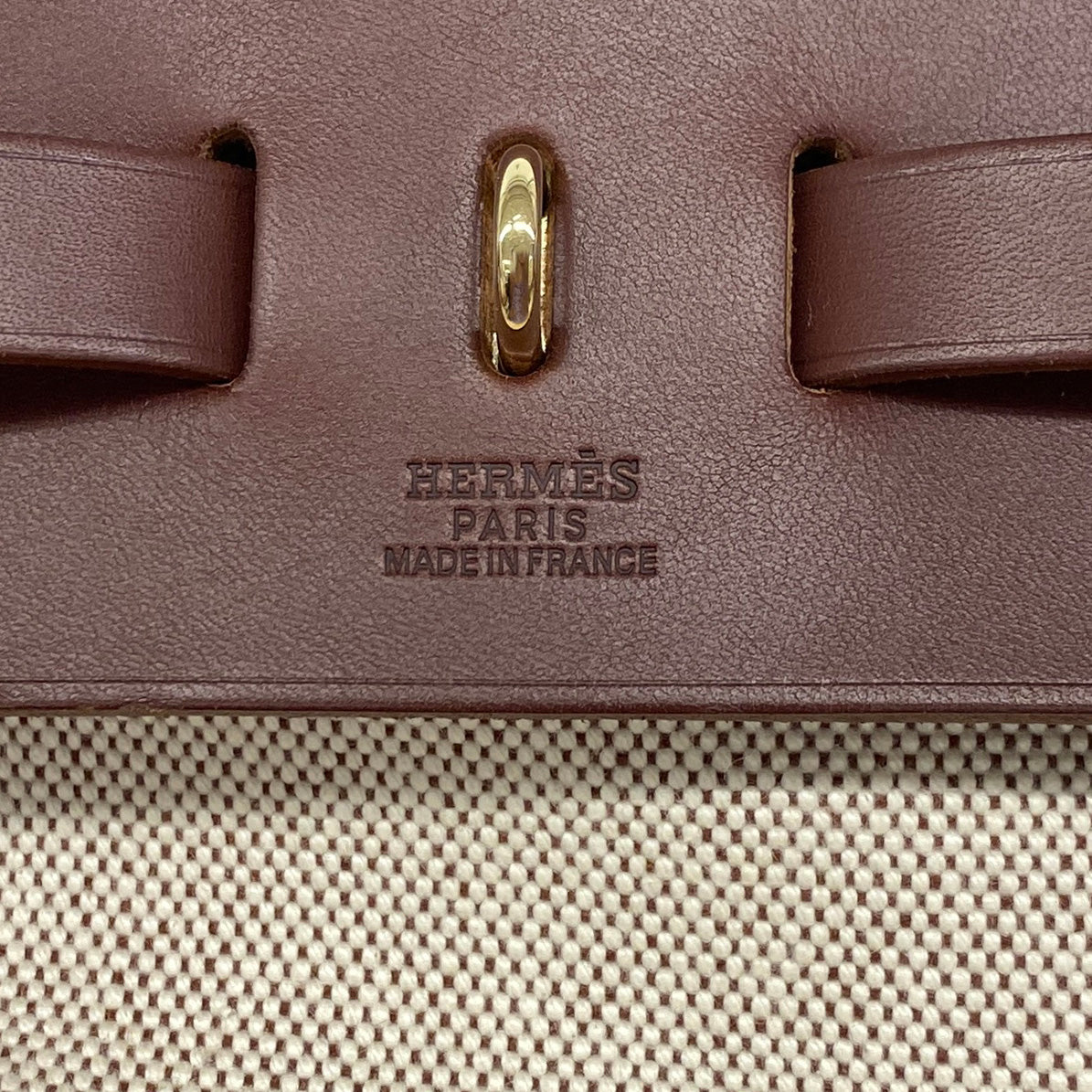 【6ia0646】エルメス リュック・デイパック エールバッグアドMM トワルアッシュ ブラウン ゴールド金具 □F刻印【中古】レディース