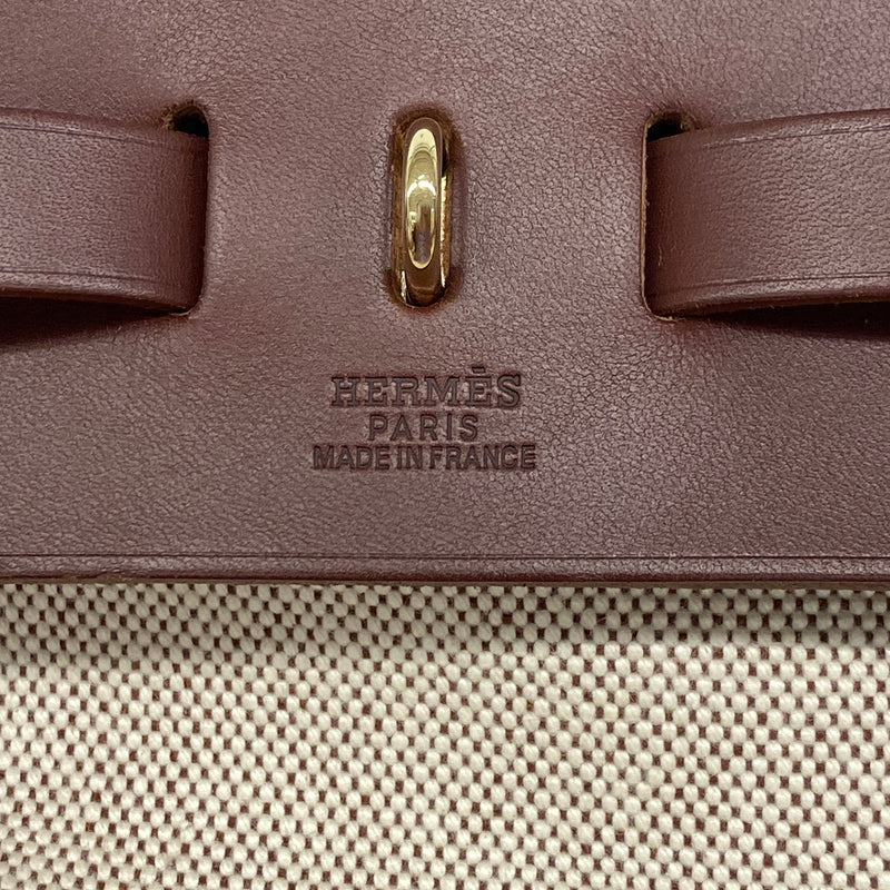 【6ia0646】エルメス リュック・デイパック エールバッグアドMM トワルアッシュ ブラウン ゴールド金具 □F刻印【中古】レディース