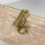 【6ia0653】クリスチャンディオール コインケース カナージュ レザー ピンク シャンパンゴールド金具【中古】レディース