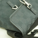 【6ia0654-k】グッチ ウエストバッグ GGキャンバス 92543 キャンバス ブラック シルバー金具【中古】レディース
