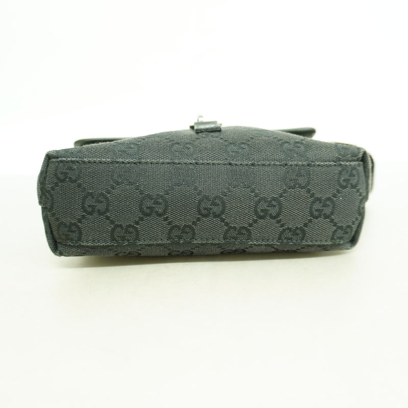 【6ia0654-k】グッチ ウエストバッグ GGキャンバス 92543 キャンバス ブラック シルバー金具【中古】レディース