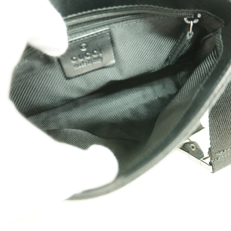 【6ia0654-k】グッチ ウエストバッグ GGキャンバス 92543 キャンバス ブラック シルバー金具【中古】レディース