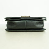 【6ia0657-k】シャネル ショルダーバッグ ボーイシャネル ワイルドステッチ レザー ブラック シルバー金具【中古】レディース
