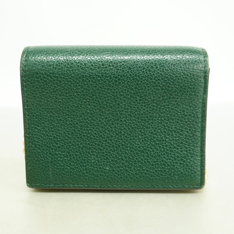 【6ia0683-k】グッチ 財布 ズゥミ 570660 レザー グリーン ゴールド/シルバー金具【中古】レディース