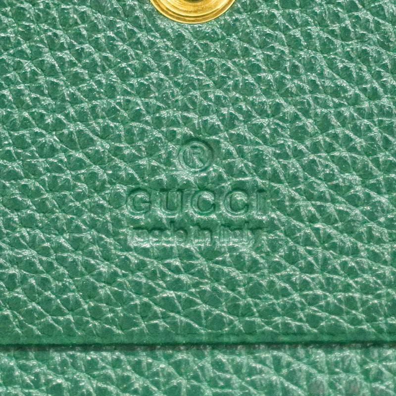 【6ia0683-k】グッチ 財布 ズゥミ 570660 レザー グリーン ゴールド/シルバー金具【中古】レディース