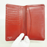【6ia0684-k】シャネル 長財布 マトラッセ ラムスキン レッド シルバー金具【中古】レディース