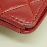 【6ia0684-k】シャネル 長財布 マトラッセ ラムスキン レッド シルバー金具【中古】レディース