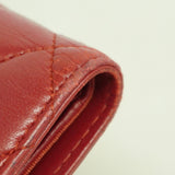 【6ia0684-k】シャネル 長財布 マトラッセ ラムスキン レッド シルバー金具【中古】レディース