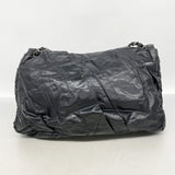 【6ia0703】シャネル ショルダーバッグ Wチェーン レザー ブラック シルバー金具【中古】レディース