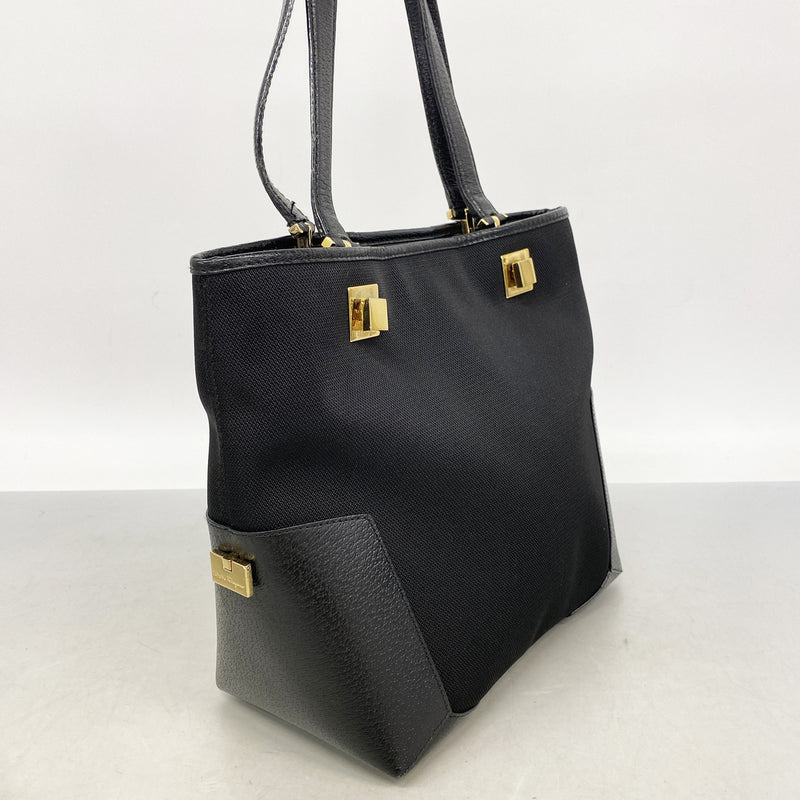 【6ia0712】サルヴァトーレフェラガモ トートバッグ ナイロン ブラック ゴールド金具【中古】レディース