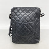 【6ia0722】シャネル ショルダーバッグ カンボン ラムスキン ブラック シルバー金具【中古】レディース