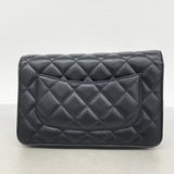 【6ia0724】シャネル ショルダーウォレット マトラッセ チェーンショルダー ラムスキン ブラック ゴールド金具【中古】レディース