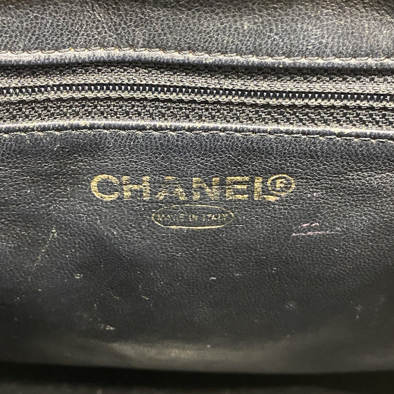 【6ia0731】シャネル トートバッグ 復刻トート キャビアスキン ブラック ゴールド金具【中古】レディース
