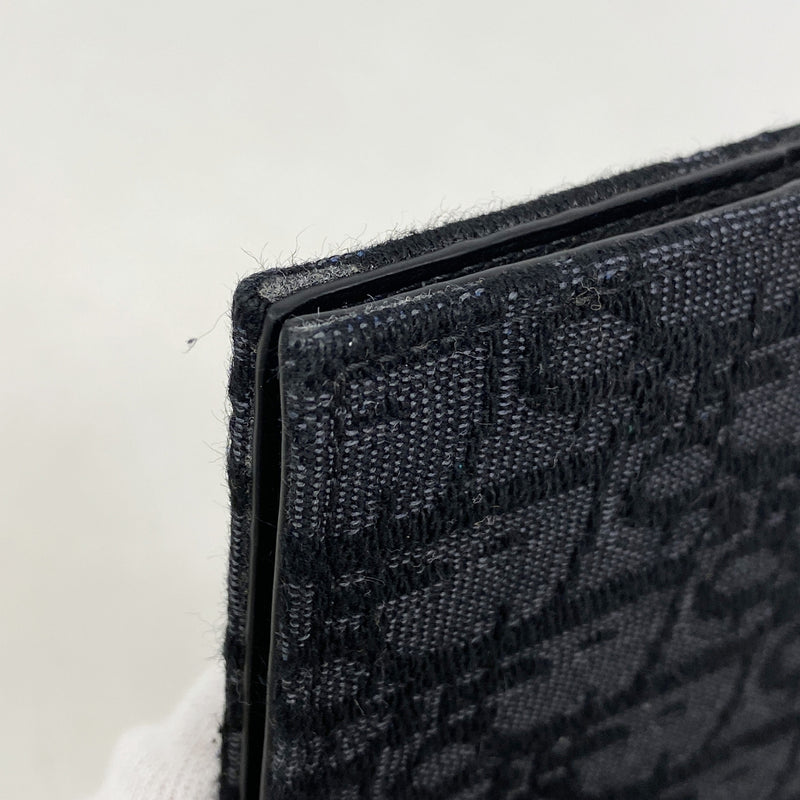 【6ia0740】クリスチャンディオール マネークリップ オブリーク キャンバス ブラック シルバー金具【中古】メンズ