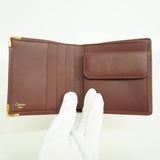 【6ia0750】カルティエ 財布 マスト レザー ボルドー ゴールド金具【中古】メンズ
