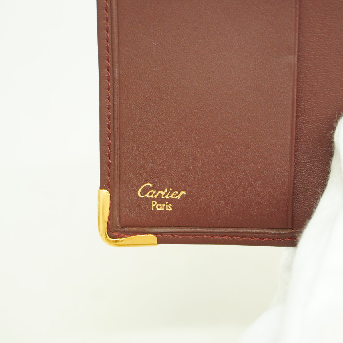 【6ia0750】カルティエ 財布 マスト レザー ボルドー ゴールド金具【中古】メンズ