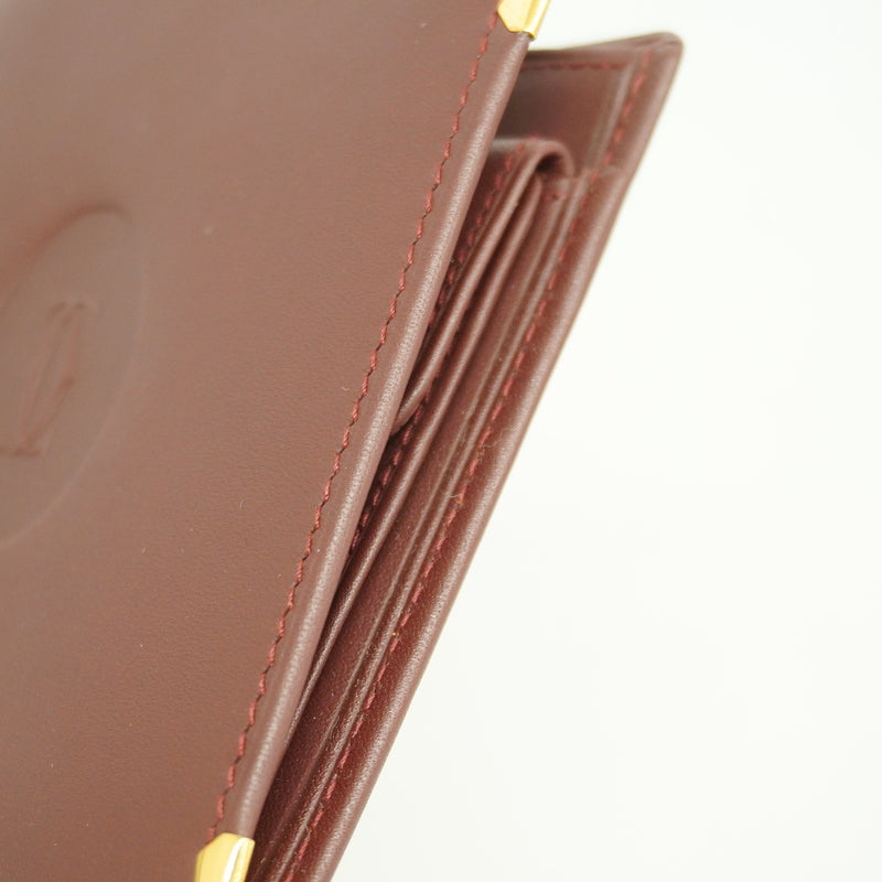 【6ia0750】カルティエ 財布 マスト レザー ボルドー ゴールド金具【中古】メンズ