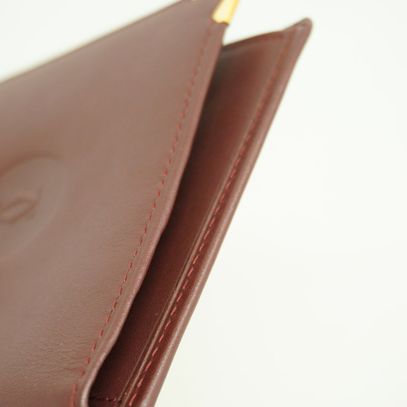 【6ia0750】カルティエ 財布 マスト レザー ボルドー ゴールド金具【中古】メンズ