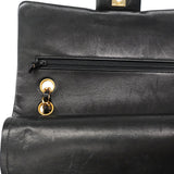 【6ia0751】シャネル ショルダーバッグ マトラッセ Wフラップ Wチェーン ラムスキン ブラック ゴールド金具【中古】レディース