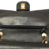 【6ia0752】シャネル ショルダーバッグ マトラッセ Wフラップ Wチェーン ラムスキン ブラック ゴールド金具【中古】レディース
