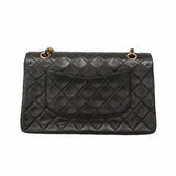 【6ia0752】シャネル ショルダーバッグ マトラッセ Wフラップ Wチェーン ラムスキン ブラック ゴールド金具【中古】レディース