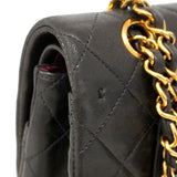 【6ia0752】シャネル ショルダーバッグ マトラッセ Wフラップ Wチェーン ラムスキン ブラック ゴールド金具【中古】レディース