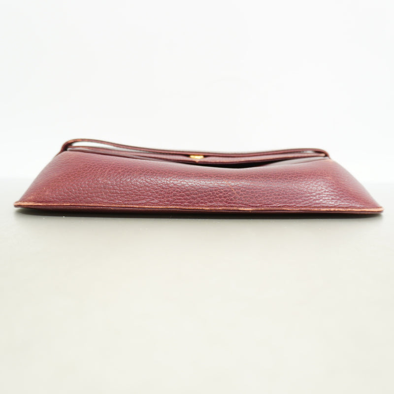 【6ia0754】カルティエ クラッチバッグ マスト レザー ボルドー ゴールド金具【中古】メンズ レディース ユニセックス